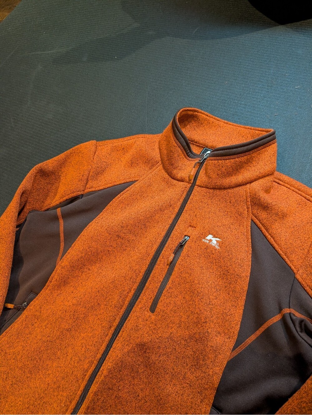 Kolping Knit Sweater Fleece Jacket Mens S Burnt Orange Zip Up Gorpcore Outdoor